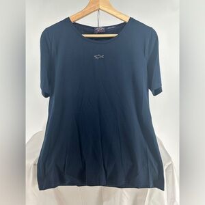 NWT Paul and shark navy blue Swarovski crystal shark logo tshirt